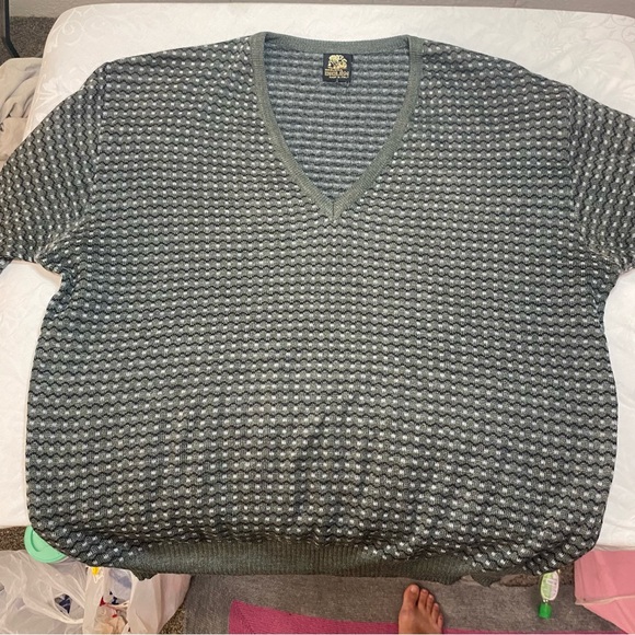 Vintage Made in Italy Maglieria Diclem Virgin Wool Blend V Neck Sweater Green - Picture 11 of 11